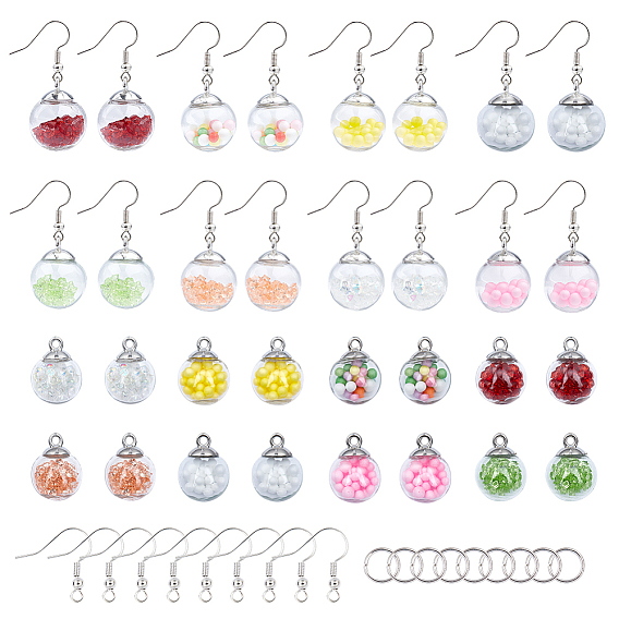 DIY Dangle Earring Making, with Glass Ball Pendants and Brass Earring Hooks