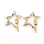 Brass Micro Pave Cubic Zirconia Screw Carabiner Lock Charms, for Necklaces Making, Long-Lasting Plated, Star, Colorful