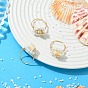 Кольца из натуральных морских ракушек, форма раковины, с использованием стеклянных перламутровых бусин, окрашенных термостойкой краской, и экологически чистой медной проволоки.