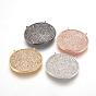 Brass Micro Pave Cubic Zirconia Pendants, Cadmium Free & Lead Free, Oval