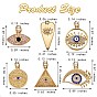6Pcs 6 Style Brass Micro Pave Cubic Zirconia Pendants, Long-Lasting Plated, with Enamel, Cadmium Free & Lead Free, Mixed Shapes