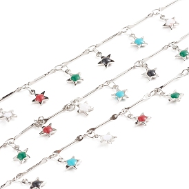 Латунные бар шарнирные цепи, пайки, с эмалированными подвесками в виде звезд и катушкой, долговечный