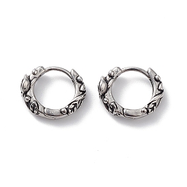 304 Stainless Steel Rose Hoop Earrings for Women