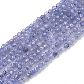 Brins de perles naturelles de tanzanite, facette, ronde, Grade a