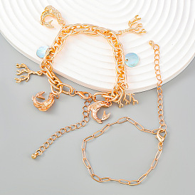 Stylish Multi-layered Fish-shaped Alloy Bracelet for Women - Retro Hip-hop Fashion Accessory
