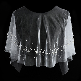 Polyester Bridal Shawl, with Plastic Imitation Pearl and Rhinestone