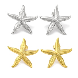 304 Stainless Steel Starfish Stud Earrings