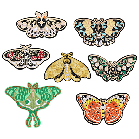 7 Stück 7 Stile Schmetterling computergestickte Polyester-Aufnäher zum Aufbügeln/Aufnähen, Kostüm-Zubehör