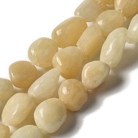 Natural Yellow Jade Beads Strands, Nuggets, Tumbled Stone