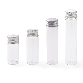 (Defective Closeout Sale: ) Glass Bead Containers, with Screw Aluminum Cap and Silicone Stopper, Platinum