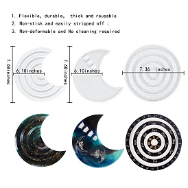 3 Pcs Moon Perpetual Calenda Silicone Mold, Roulette Mould, for DIY Resin Crafts Home Wall Decoration