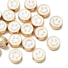 20 Шарики из сплава эмали шт., золотые, плоские круглые с улыбающееся лицо