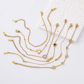 304 Stainless Steel Anklets for Women, Golden