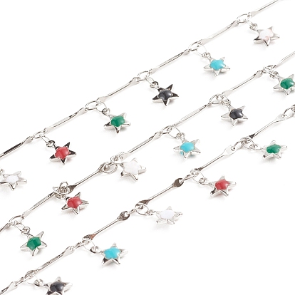 Латунные бар шарнирные цепи, пайки, с эмалированными подвесками в виде звезд и катушкой, долговечный