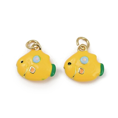 Латунь эмаль прелести, очарование рыбы, с целью перехода в кольце, долговечный, без кадмия и без свинца, стойки покрытие, реальный 18 k позолоченный