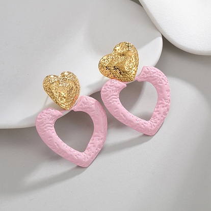 День святого Валентина 304 серьги-гвоздики из нержавеющей стали с подвесками, полые сердца, золотые