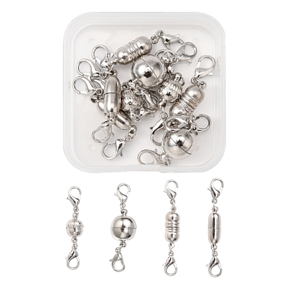 8Set 4 Style Brass Magnetic Clasps Converter, with Alloy Lobster Claw Clasps, Mixed Shape