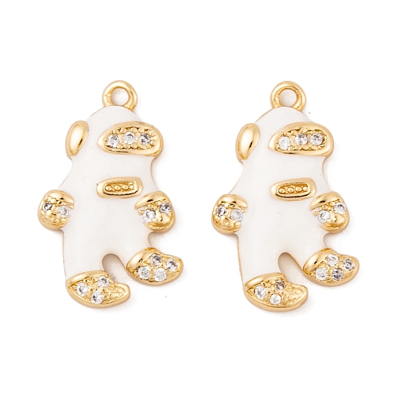 Латунные микро проложить кубического циркония подвески, без кадмия, без никеля и без свинца, с эмалью, реальный 18 k позолоченный, прелести космонавта