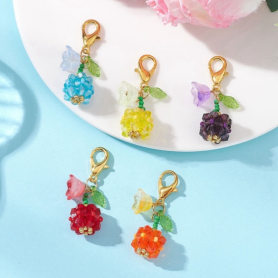 Подвески из стеклянных бусин в виде фруктов и цветов., с цинковым сплавом застежками омаров коготь