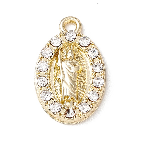 Сплав микро проложить цирконий подвески, овальные с рисунками " virgin mary"