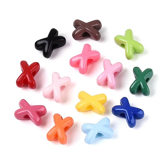 Непрозрачные акриловые бусины с распылением, Письмо X