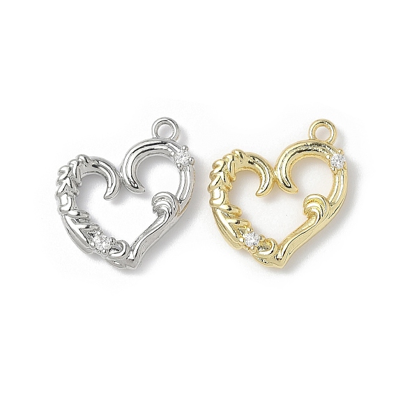 Латунные подвески, сердце прелести, стойки покрытие, без свинца и без кадмия