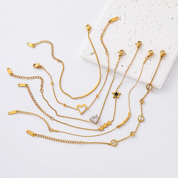 304 Stainless Steel Anklets for Women, Golden
