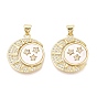 Латунные микропаве прозрачные подвески с фианитом, с оболочкой, круглая плоская подвеска с луной и солнцем