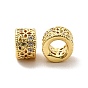 Rack Plating Brass Micro Pave Cubic Zirconia Beads, Long-Lasting Plated, Cadmium Free & Lead Free, Column with Clover