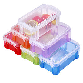 6 шт. 6 цвета прозрачный пластиковый штабелируемый мини-органайзер для бусин с запирающейся крышкой, для мелких поделок, прямоугольные