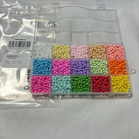 2400 pièces 15 perles de verre opaques cuites au four, ronde