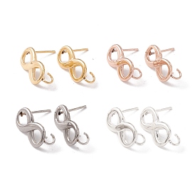 304 Stainless Steel Stud Earring Findings, with 316 Surgical Stainless Steel Pins and Vertical Loops, Infinity
