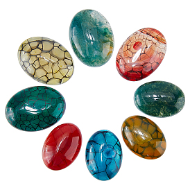 8шт. 8 стили, окрашенные натуральными кабошонами из драконьего агата и мха, плоский зад, овальные, смешанные окрашенные и неокрашенные