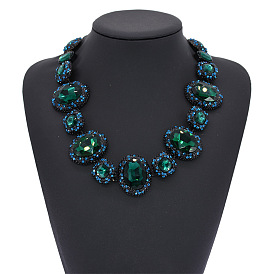 Ожерелья из овальных звеньев из сплава со стразами и стеклом для женщин