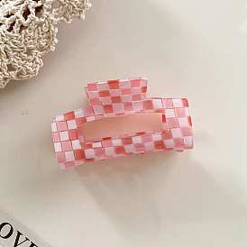 Checkered Acrylic Large Claw Hair Clips, for Women Girls Thick Hair, Rectangle