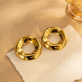 304 из нержавеющей стали серьги, волнистое неправильное кольцо