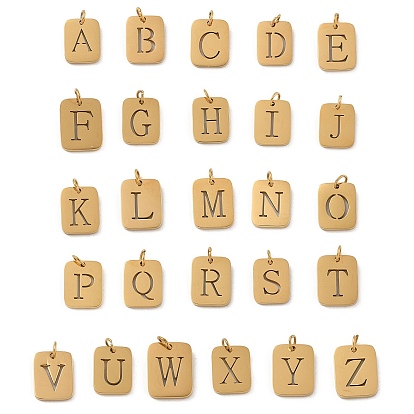 304 прелести нержавеющей стали, с целью перехода в кольце, золотые, прямоугольник с подвеской в виде буквы