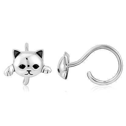 925 Sterling Silver Cute Cat Stud Earrings Half Huggie Hoop Earrings Zircon Stud Earrings Lovely Animal Ear Jewelry Gift for Women