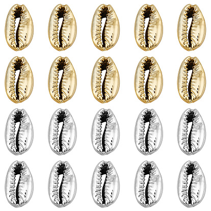 80шт 2 цвет гальваническим покрытием бусины, раковины каури