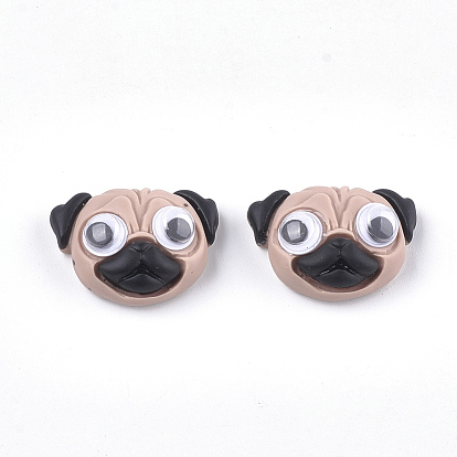 Resin Puppy Cabochons, with Plastic, Pug Dog