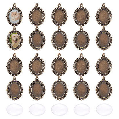 DIY Pendant Making Kits, Including 20Pcs Alloy Big Pendants Cabochon Settings and 40Pcs Transparent Glass Cabochons