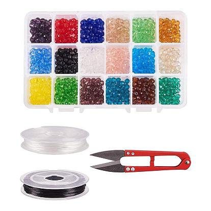 DIY Jewelry Set, Handmade Glass Beads, Beading Elastic Wire and Stainless-Steel Scissors
