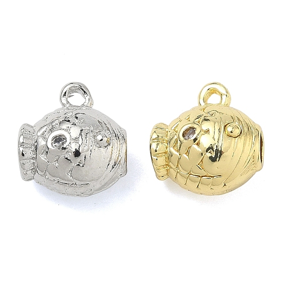 Латунные микропаве прозрачные подвески с фианитом, рыбы прелести, без кадмия и без свинца, долговечный, стойки покрытие