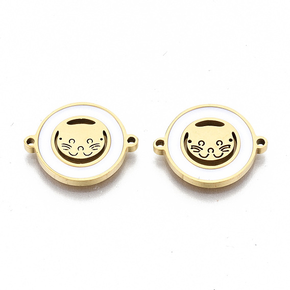 304 Edelstahl-Emaille-Verbindungsverbinder, Laserschnitt, flach rund mit Katze