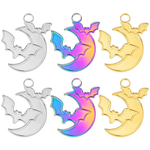 304 подвески из нержавеющей стали, луна с шармом летучей мыши