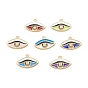 Brass Micro Pave Clear Cubic Zirconia Pendants, with Enamel, Long-Lasting, Eye, Real 18K Gold Plated