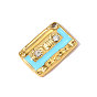 304 из нержавеющей стали шармы эмали, аудио кассеты, со стразами, ионное покрытие (ip), реальный 18 k позолоченный