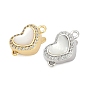 Латунные застежки из прозрачного кубического циркония с микропаве, без кадмия, без никеля и без свинца, с оболочкой, сердце