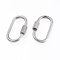 Ion Plating(IP) 304 Stainless Steel Screw Carabiner Lock Charms, for Necklaces Making, Oval
