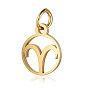 201 Stainless Steel Charms, with Jump Rings, Polished, Flat Round with Constellation, Golden